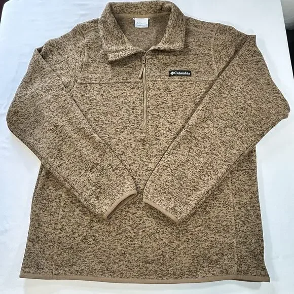 Columbia Quarter Zip Pullover Heather Brown Men’s Size Medium - Picture 2 of 8